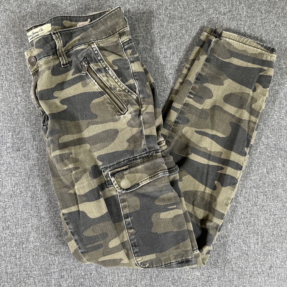 Mavi Jeans Juliette Pants Womens 27 Gray‎ Camo Mid Rise Skinny Cargo Stretch